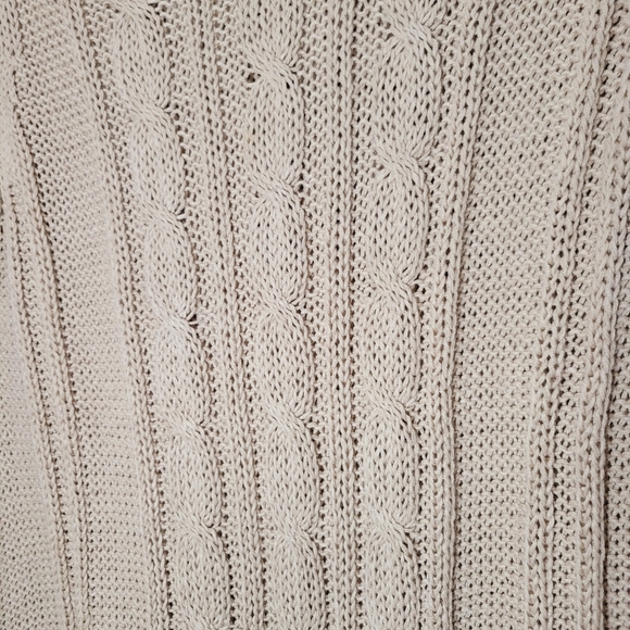Wooden Ships TAN Cable Knit Boyfriend Sweater Small/Medium - Picture 5 of 12